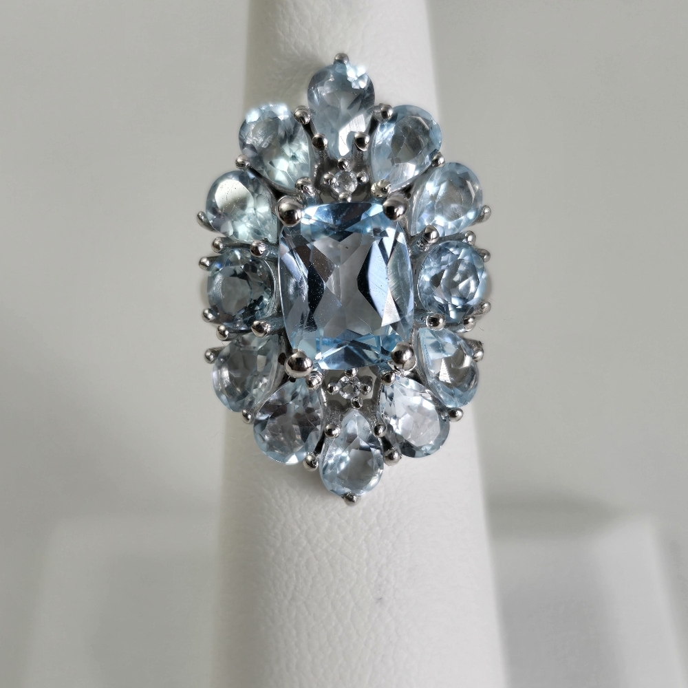 Sterling Silver 925 Elegant Aquamarine Vintage Design